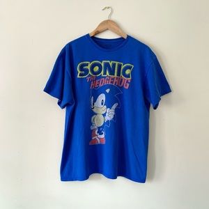 Sega Sonic The Hedgehog Blue Retro Graphic Tee - T-Shirt